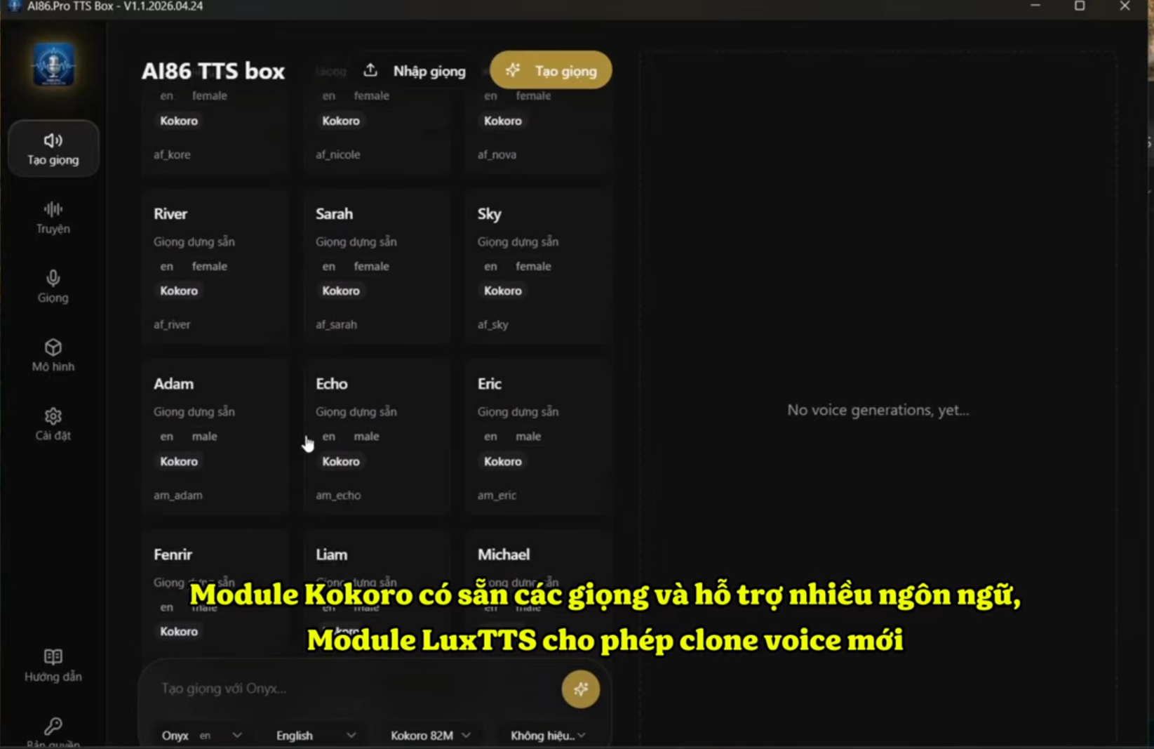 Giao diện AI86 TTS Box